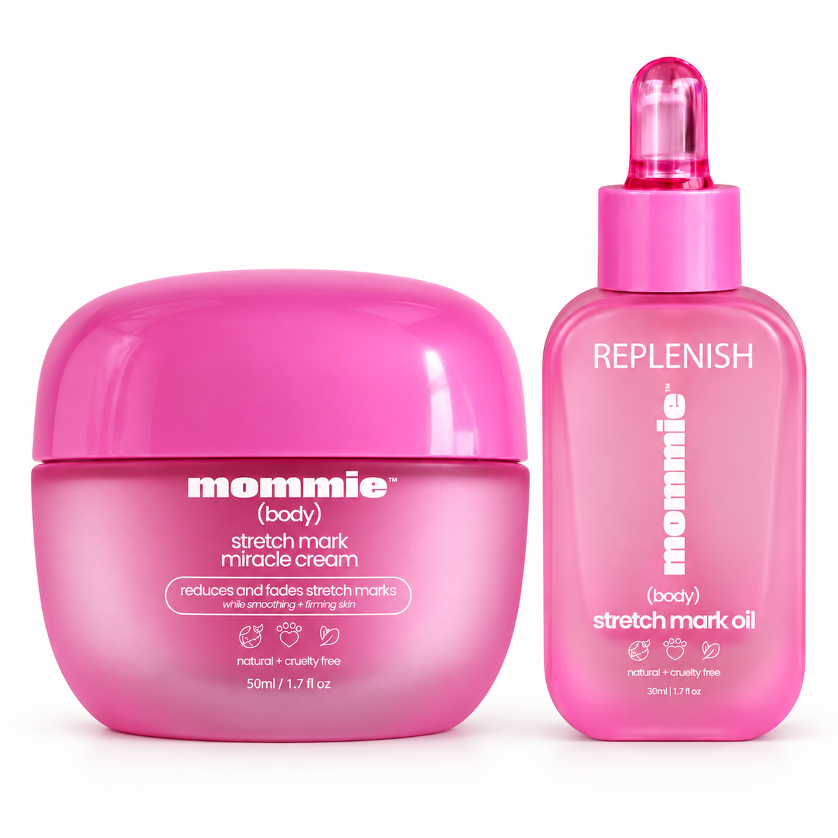 Stretch Mark Miracle Cream and Stretch Mark Oil pink two-product bundle